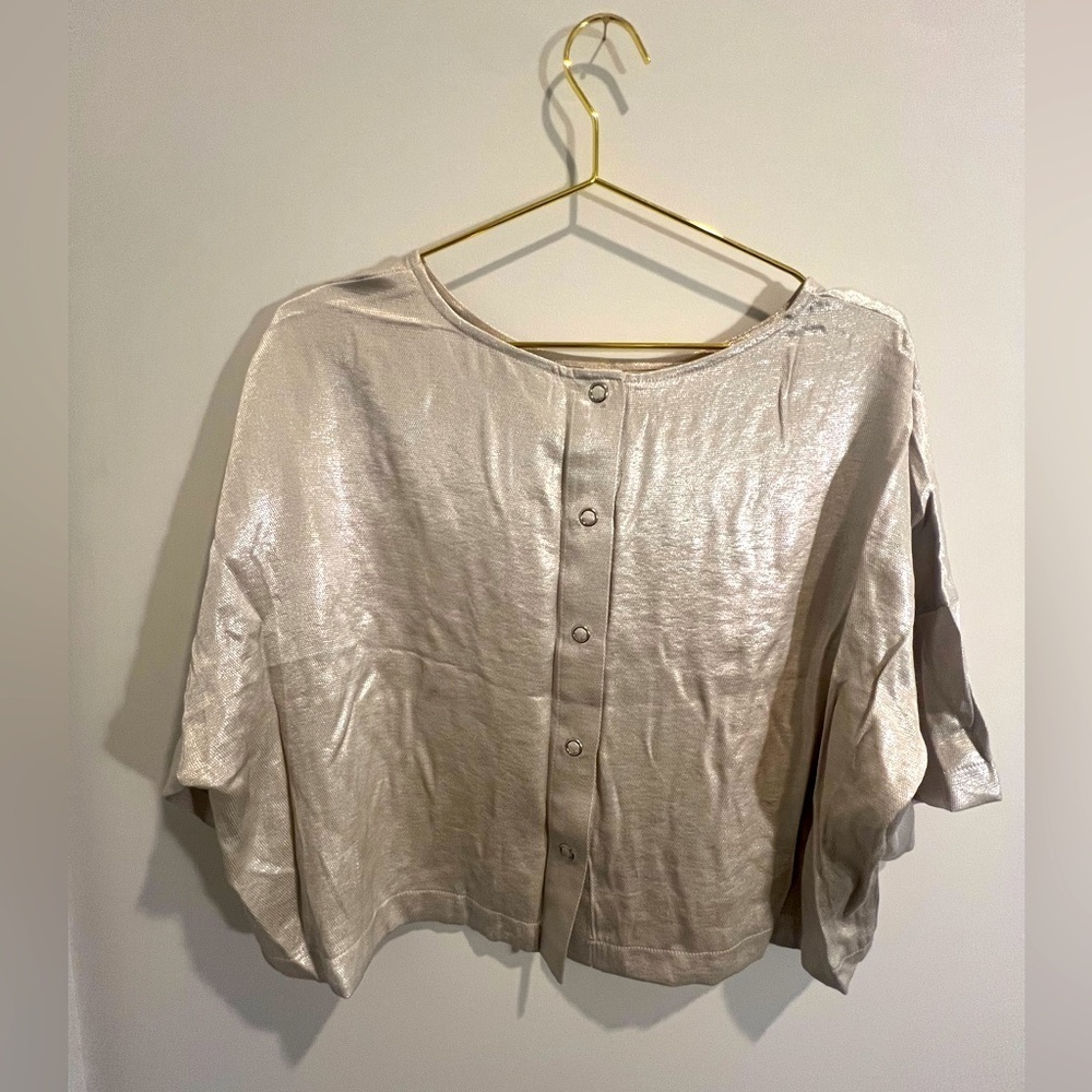 Forever 21 Champagne Metallic Crop Top Plus